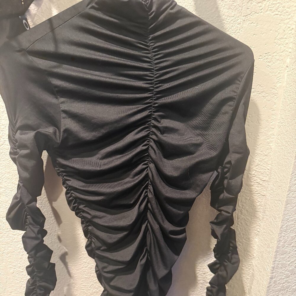 Zara Med Black Ruched Long Sleeve top